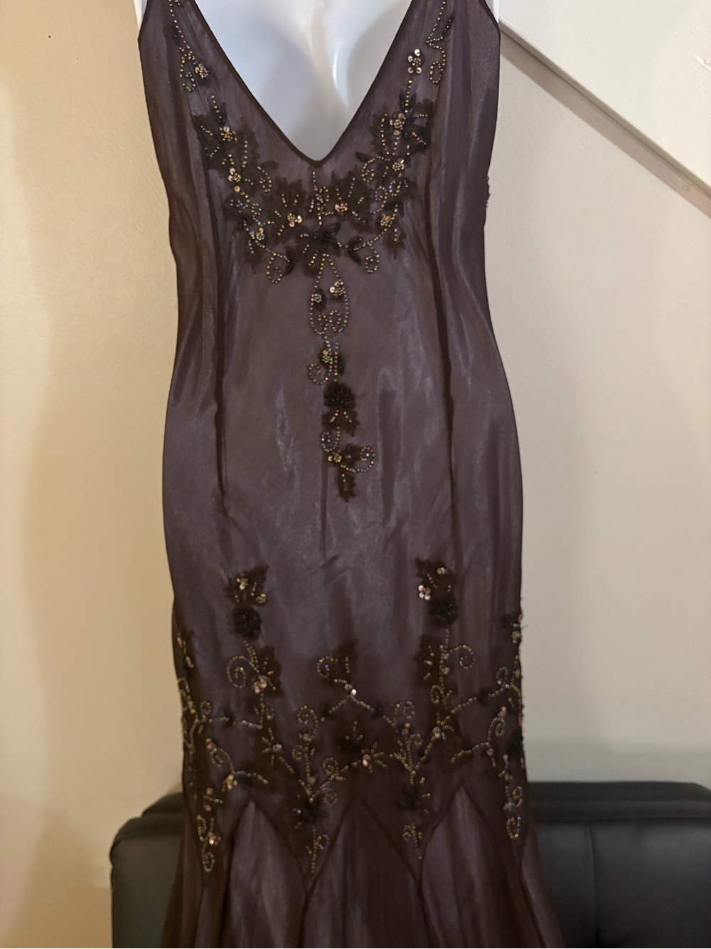Adrianna Papell Evening brown and purple silk dress size 12 - Picture 13 of 16